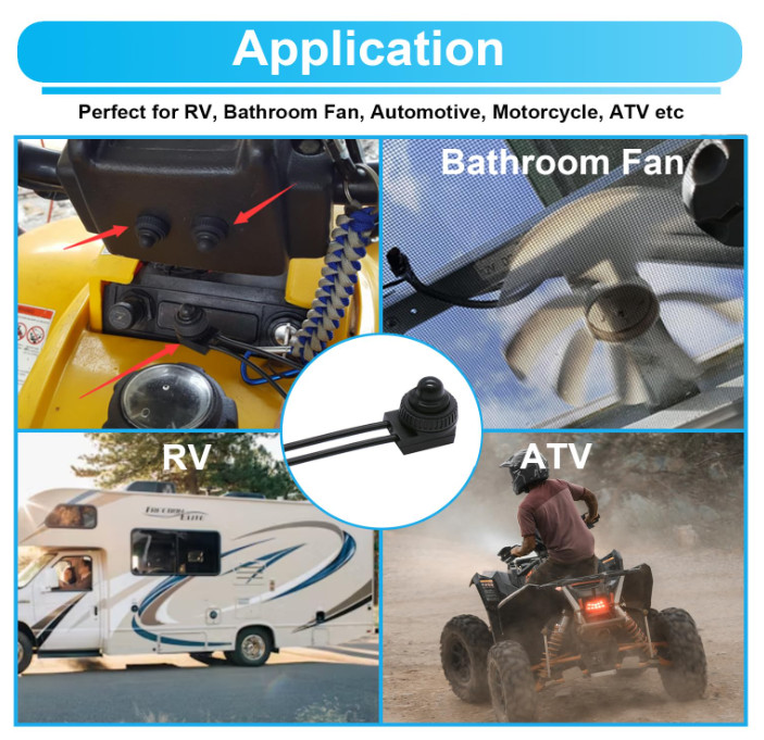 2PCS Waterproof RV Push Button Switch 12V ON/Off SPST Switch for Motorcycle/A...