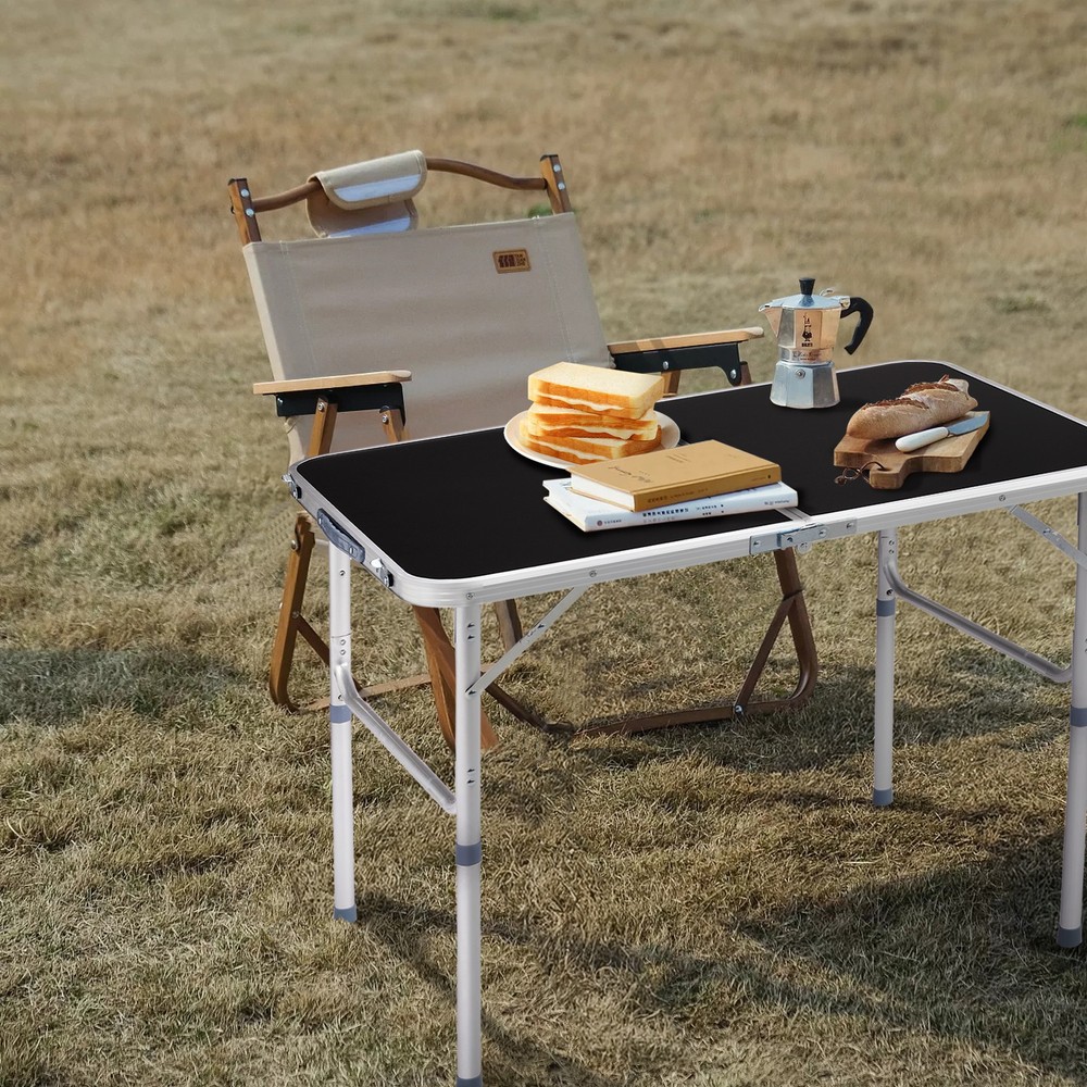 3ft Aluminum Alloy Folding Table Black