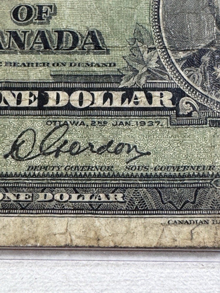 1937 Canada 1 Dollar Banknote P# 58d