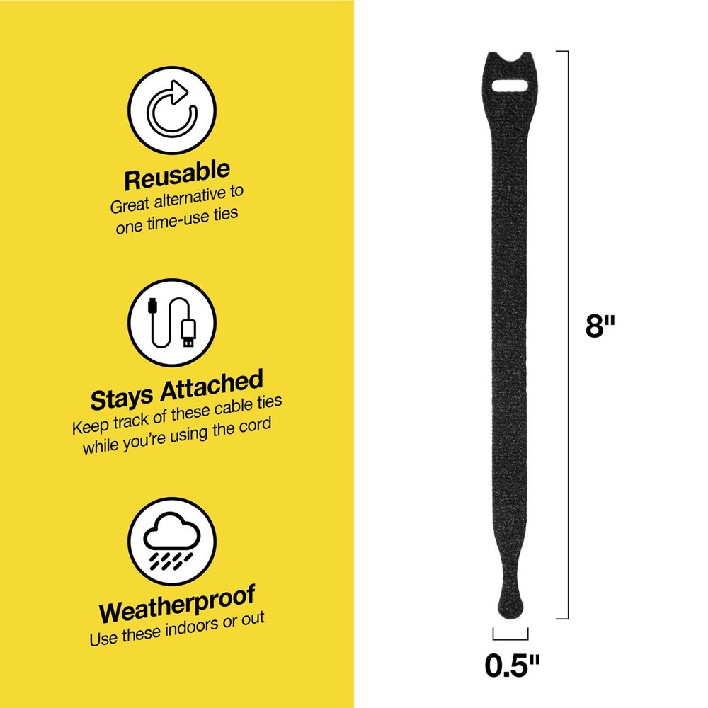 Wrap-It Cable Ties Roll 8 in. L Black Nylon Cable Ties Roll