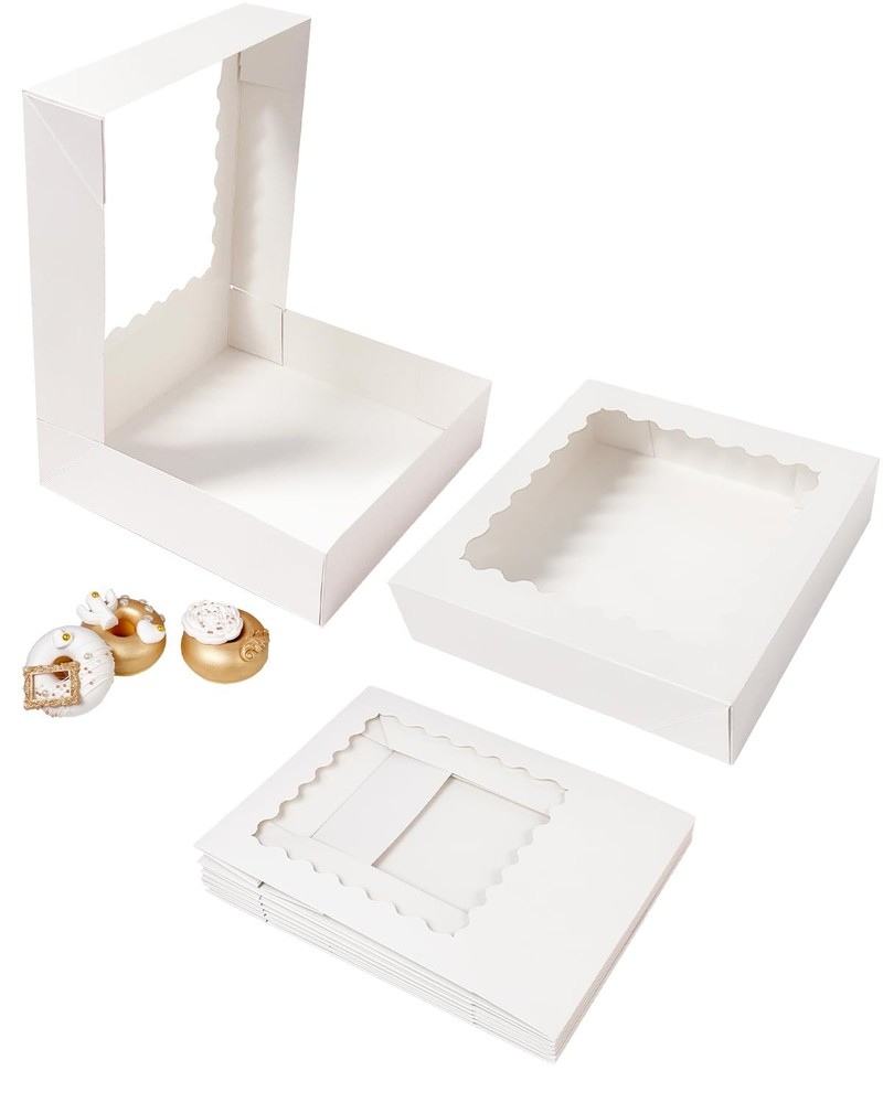 36pcs White 10x10x2.5 inches Easy Assemble Macaroon Cookie Boxes Bakery Boxes...
