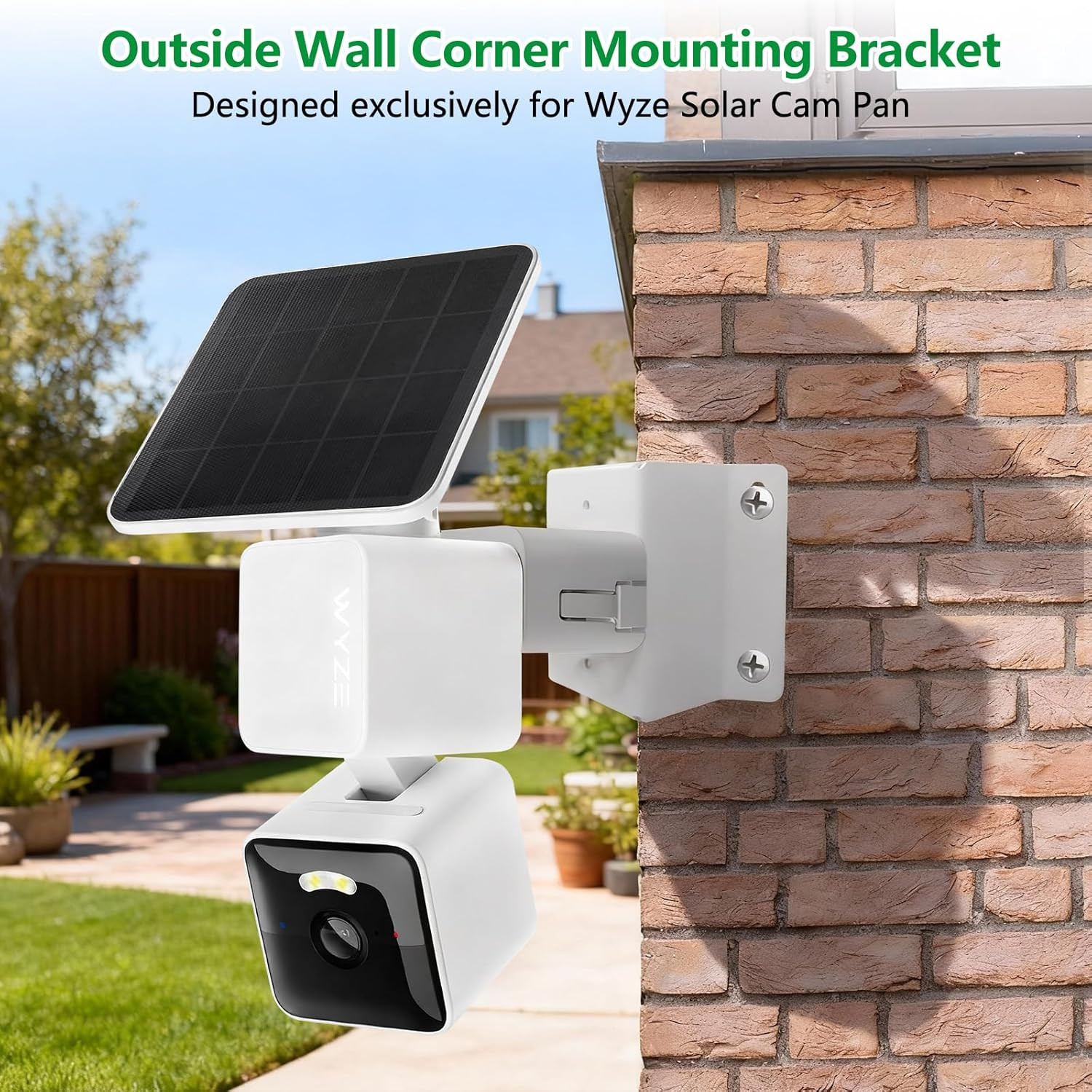 Wall Mount Corner Bracket for Wyze Solar Cam Pan – Outdoor Aluminum Alloy Corner