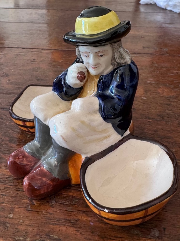 Early Quimper Figural Double Salt Holder by HB