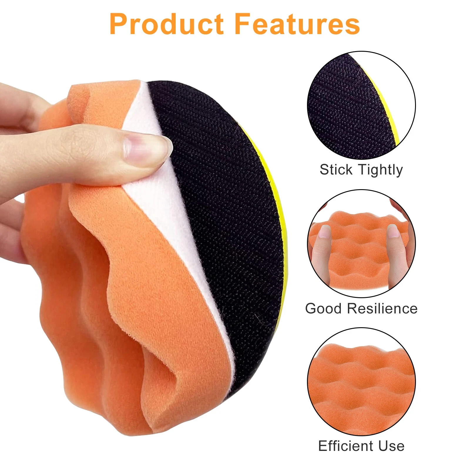 9pcs 5 Inch Car Buffing Pads Polishing for Drill Sponge Kit Waxing Foam Polisher