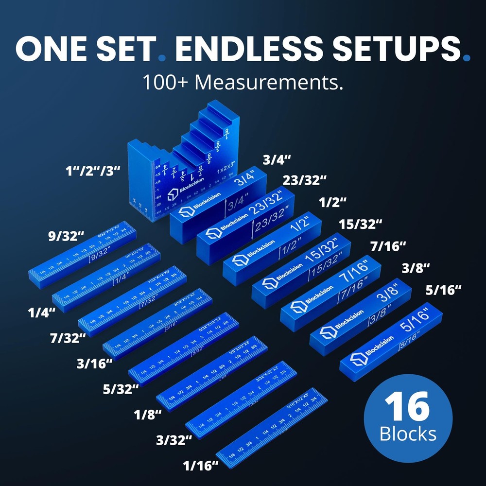 Blockcision Setup Blocks Woodworking Tools - Height Gauge Block Set with Easy
