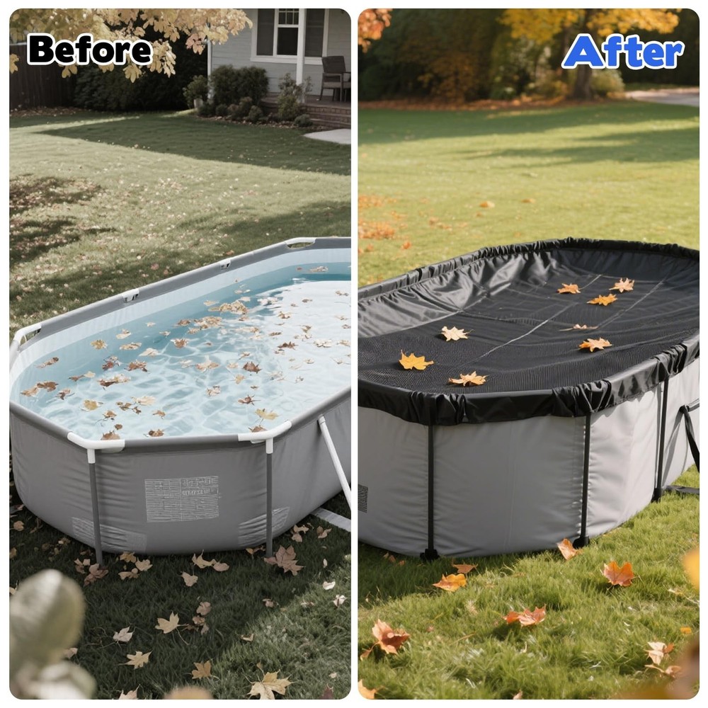 10' x 16' Oval Pool Leaf Net Cover with String, Oval Winter Mesh Pool Cover L...