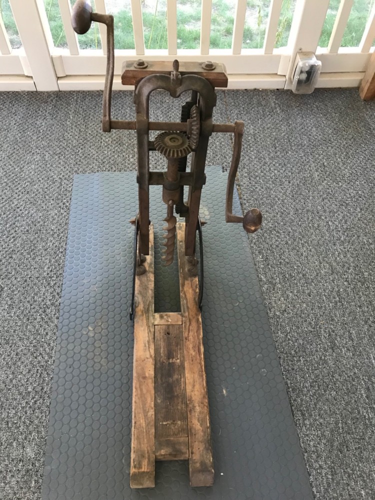 Antique Folding Hand Crank Barn/Post/Beam Drill Boring Machine