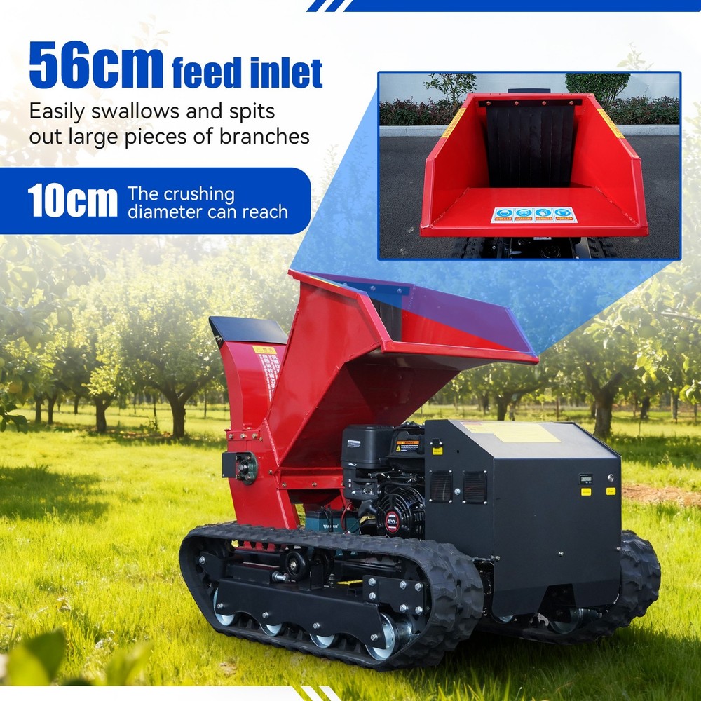 Remote-controlled wood chipper, suitable for complex terrains such as orchards.
