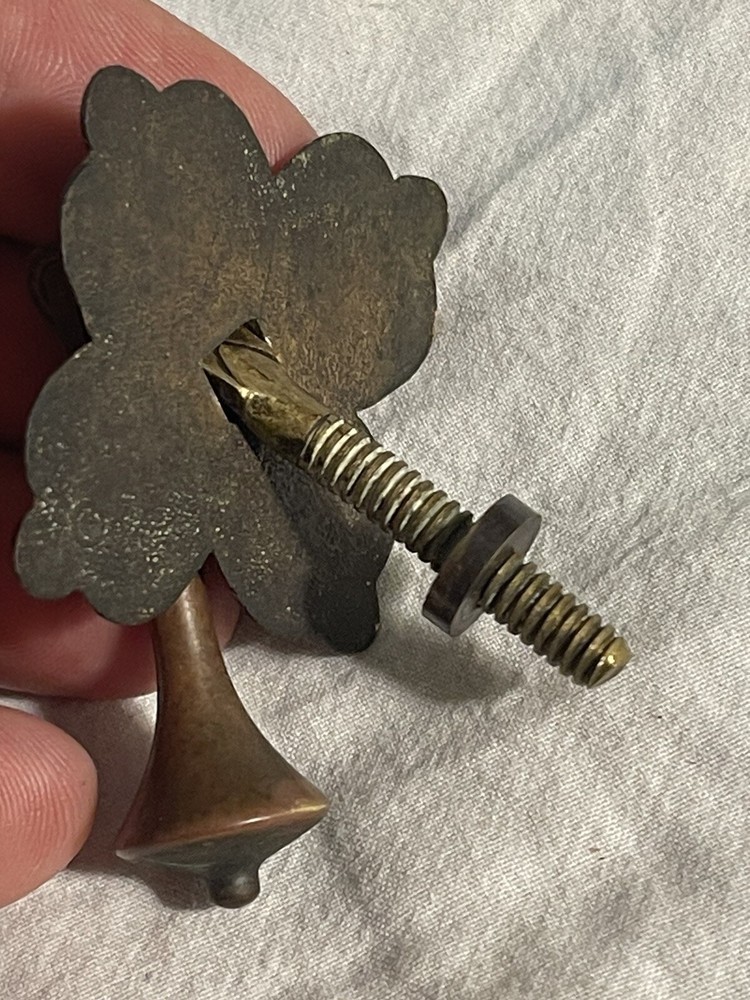 PAIR Early Antique Period Primitive Brasses Bronze Drawer Pulls