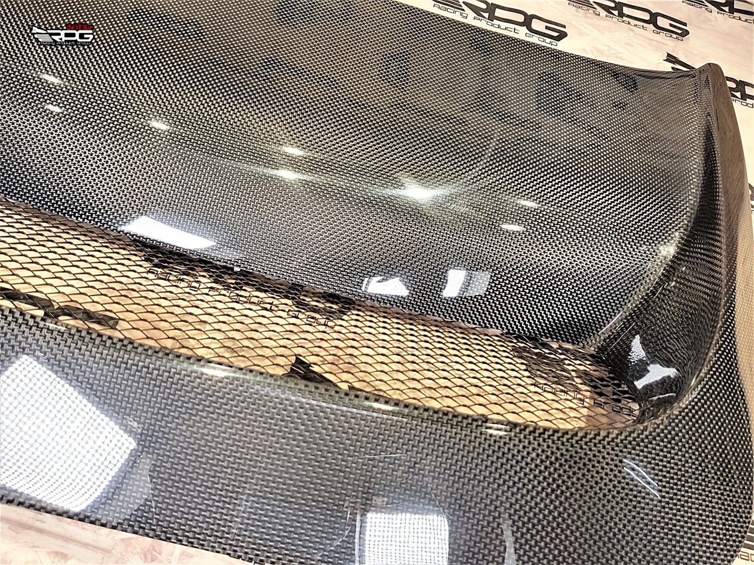 RPG Vacuum Plain Weave Carbon GTA Heat Extractor Hood Vent Scoop with Mesh Grill