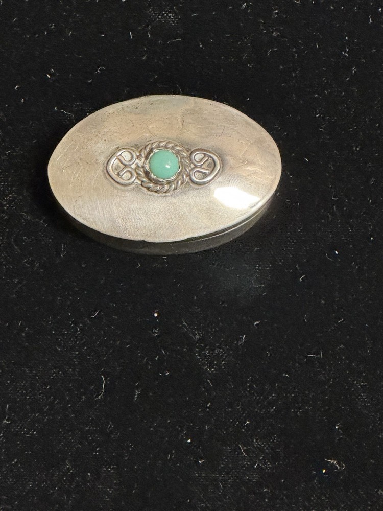 Antique Sterling Silver with Turquoise Pill Box