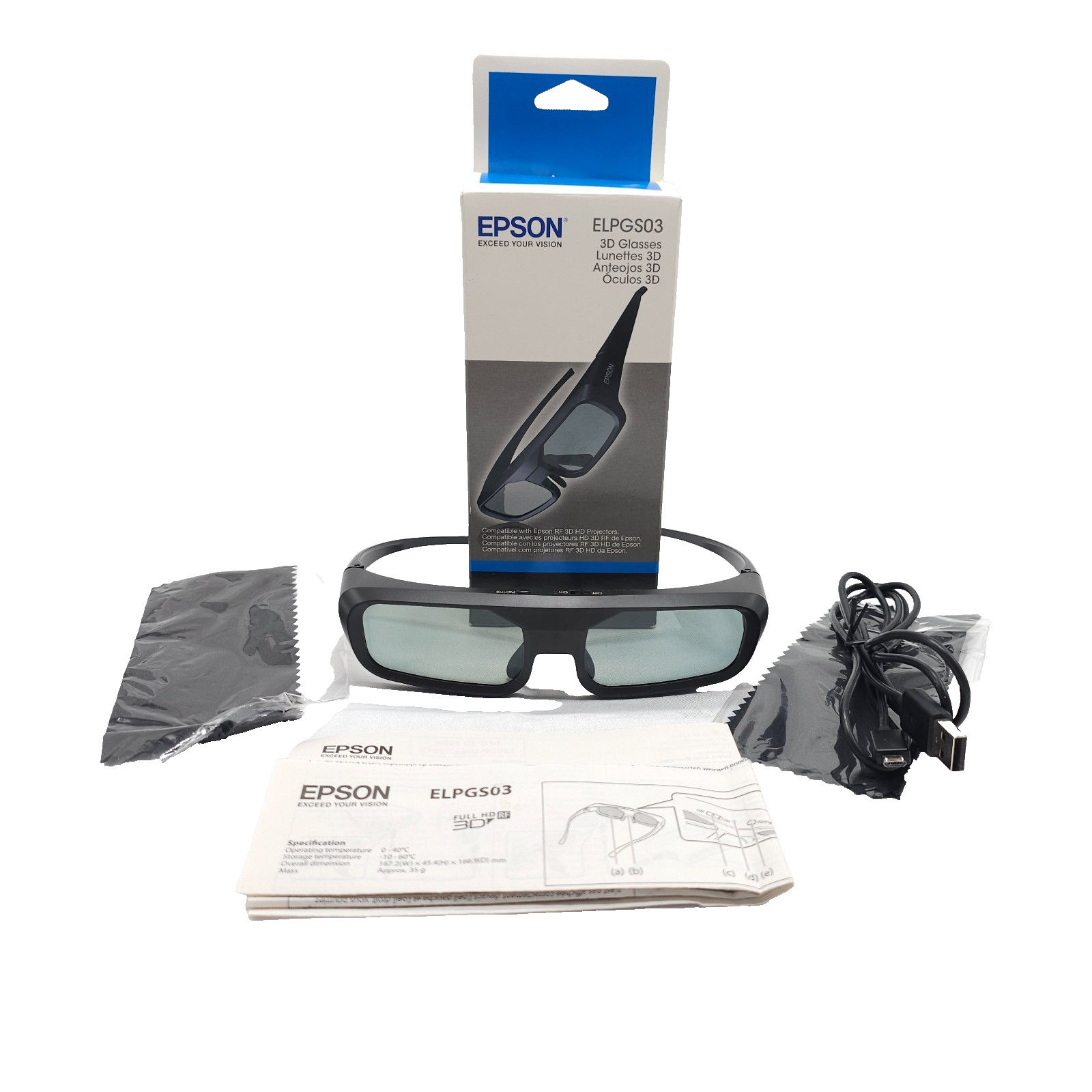 Genuine Epson 3D Glasses (RF) ELPGS03 For Epson Projectors