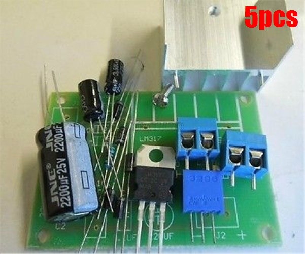 5Pcs LM317 Adjustable Power Supply Board With Rectified Ac Dc Input Kit xk