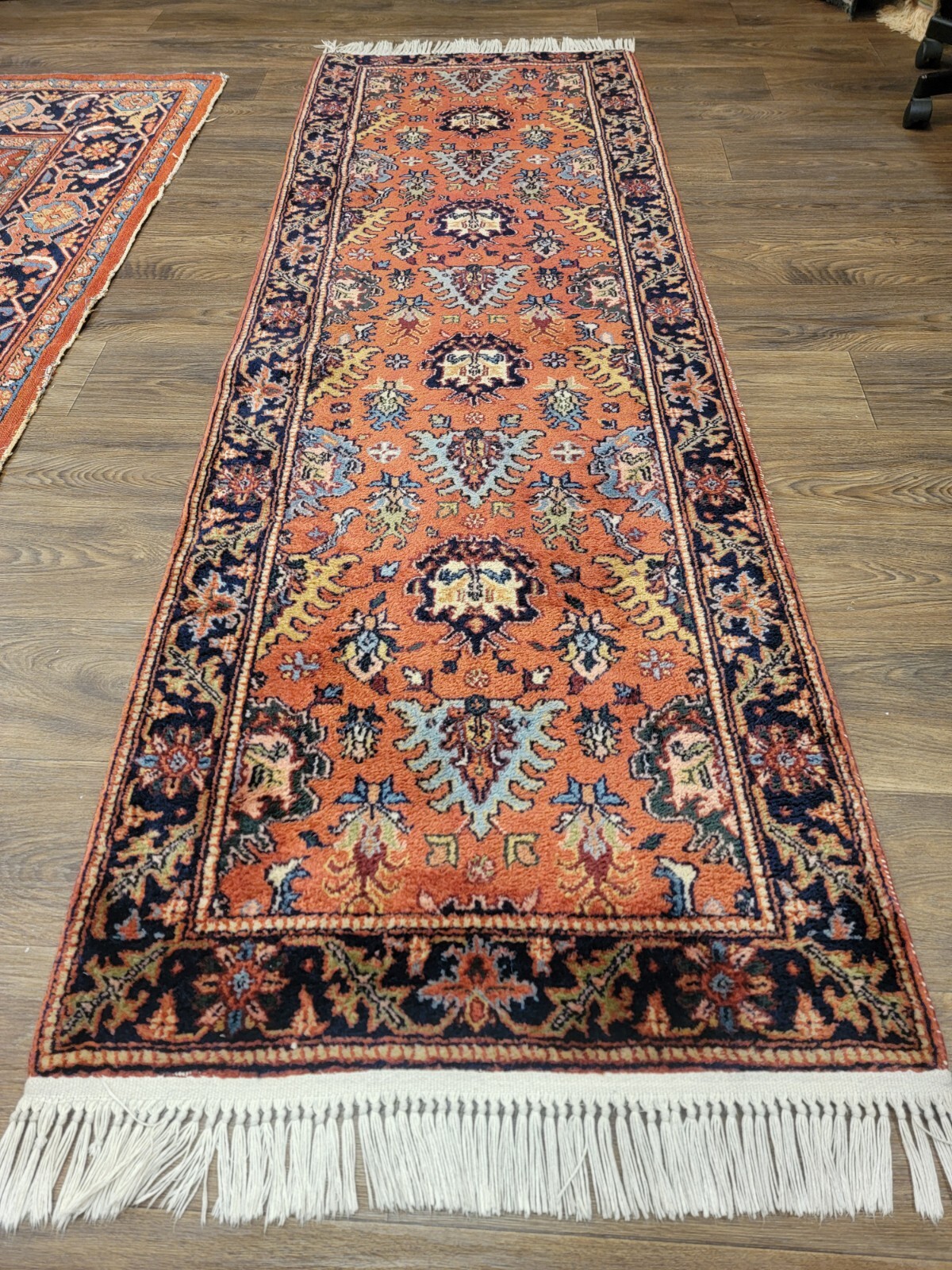 2'8×10ft Hand Knotted 100% Pure Wool Herize Design Runner Vintage Rub