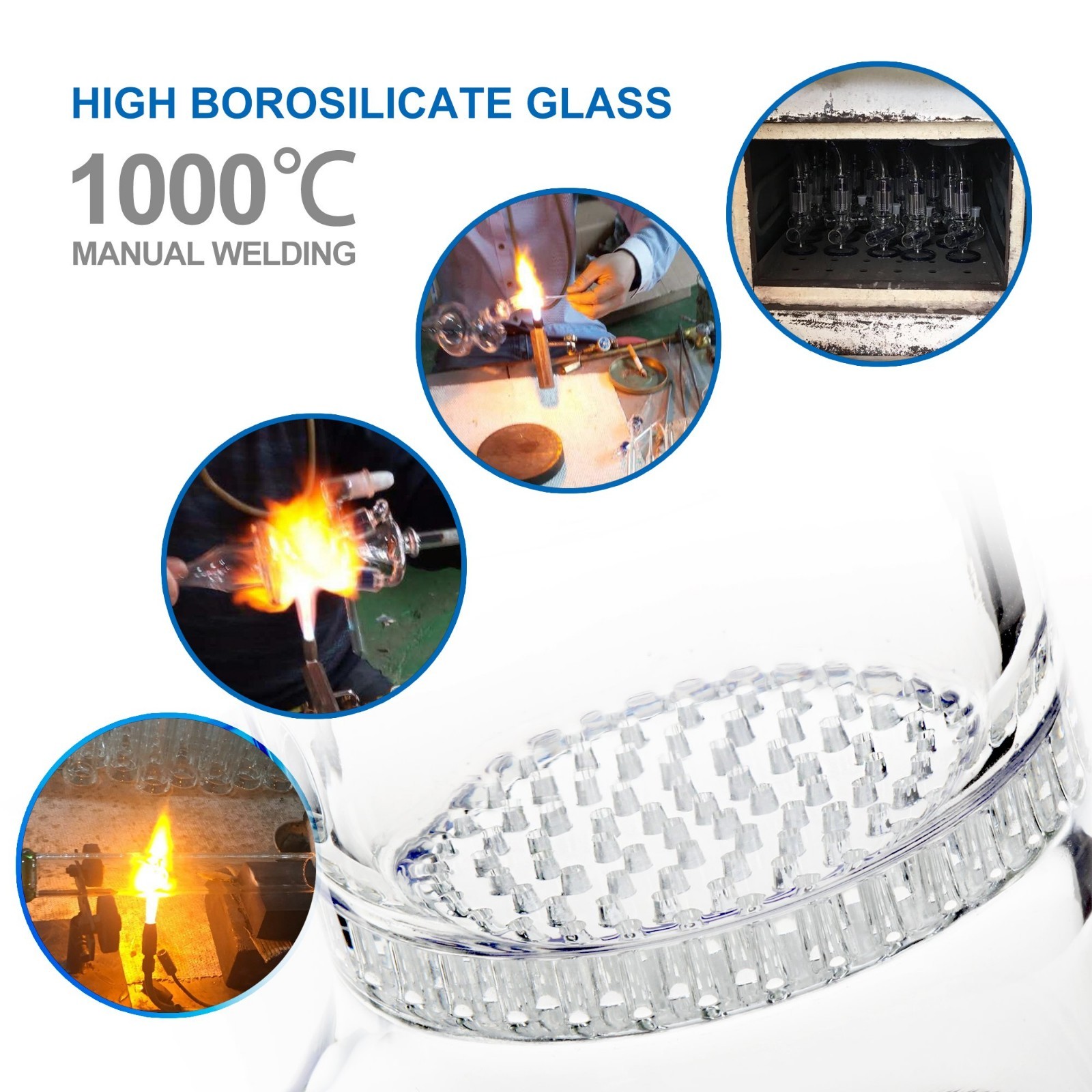 10" Blue Heavy Glass Bong Shisha Percolate Hookah Water Pipe w/ 14mm Bowl