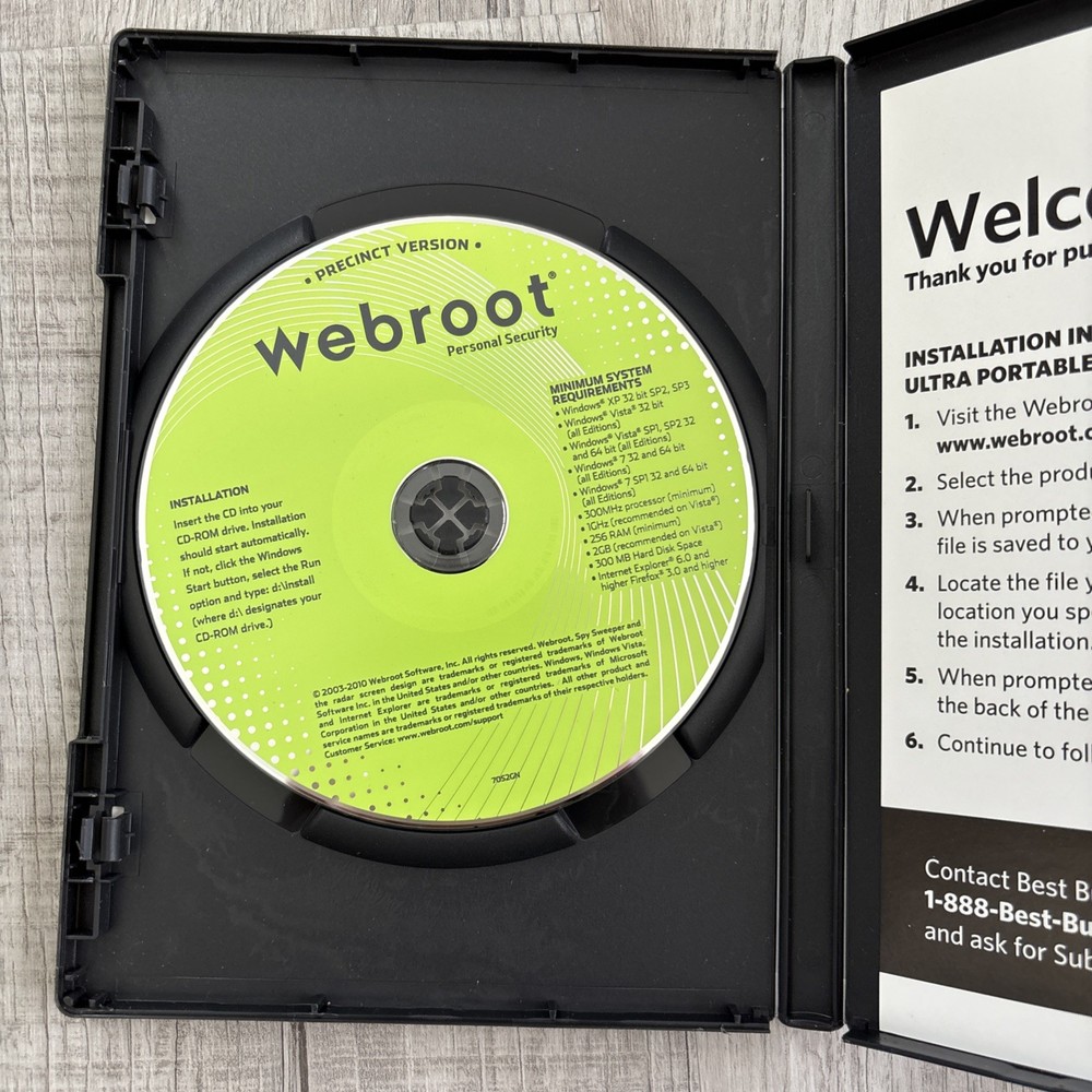 WEBROOT PERSONAL SECURITY PERSONAL EDITION DVD 2011