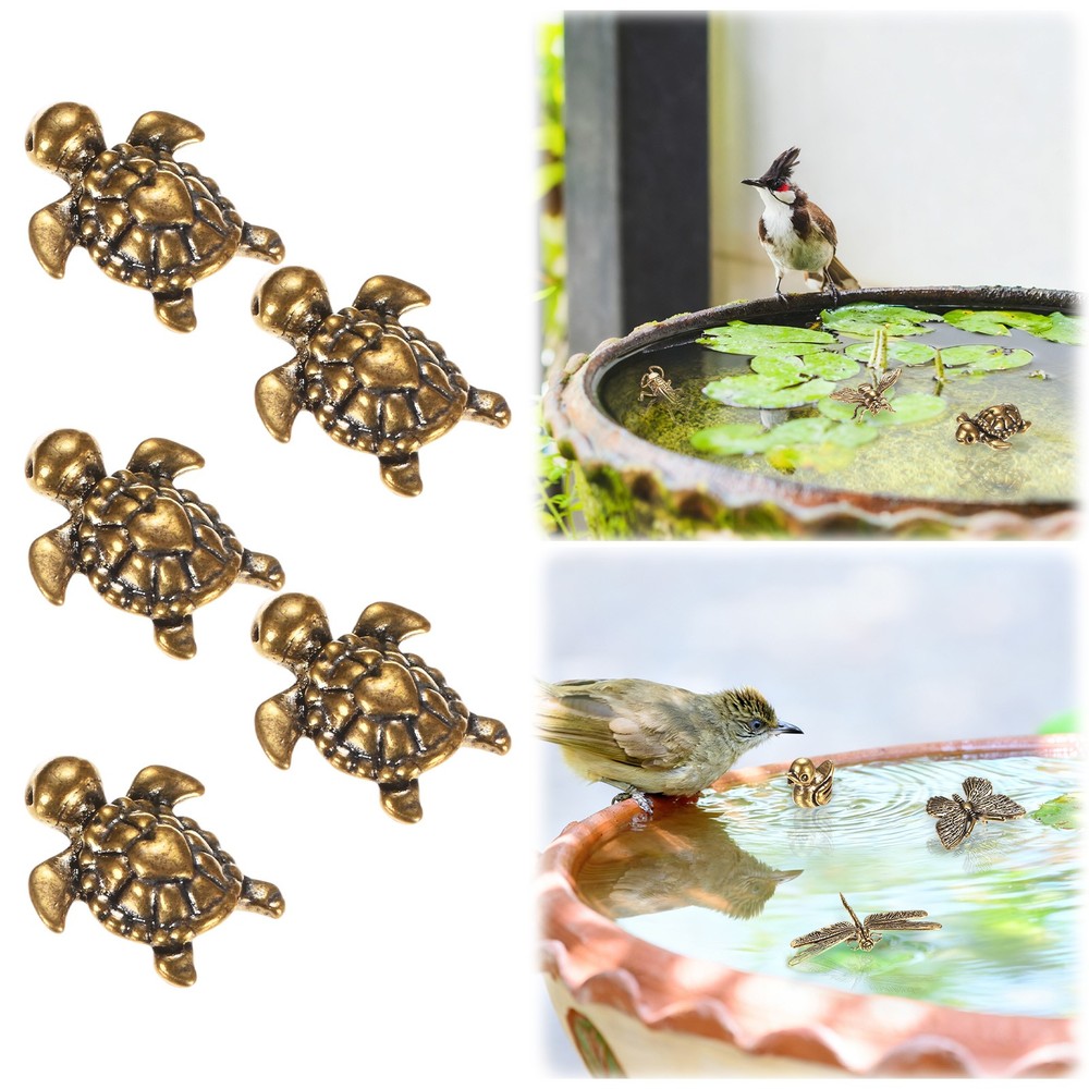 5-Pack Bird Bath Copper Disk, Mini Bird Bath Copper Ornaments [Turtle]