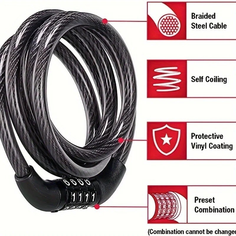 BIKE LOCK HEAVY DUTY STRONG FOR CYCLE MOTORCYCLE MOTOR BIKE COMBINATION SECURITY