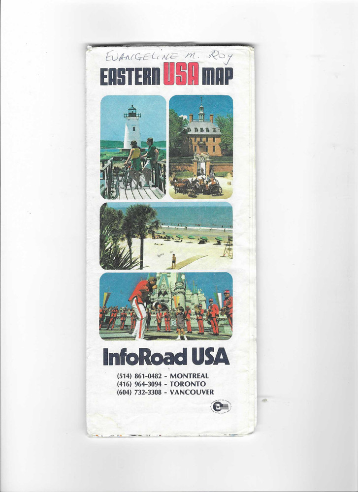 Eastern USA map, Inforoad USA 1977