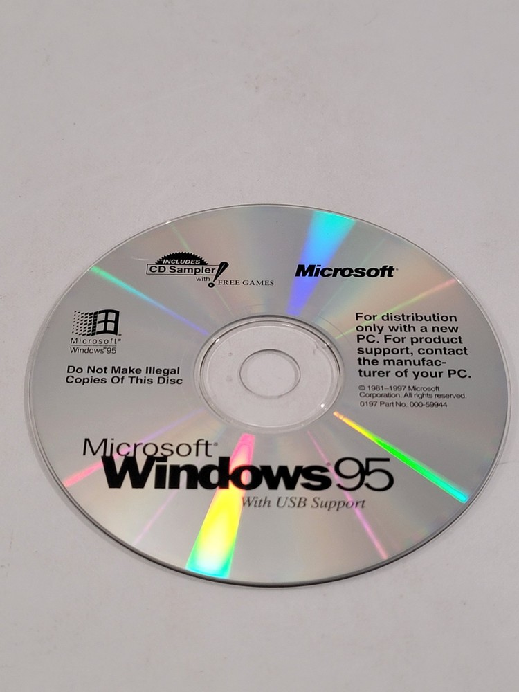 Microsoft Windows 95 Software (PC CD-ROM, 1995) DISC ONLY
