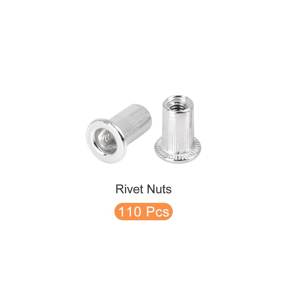 Rivet Nuts (M3) 110Pcs, Aluminum Alloy Knurled Threaded Insert Nuts