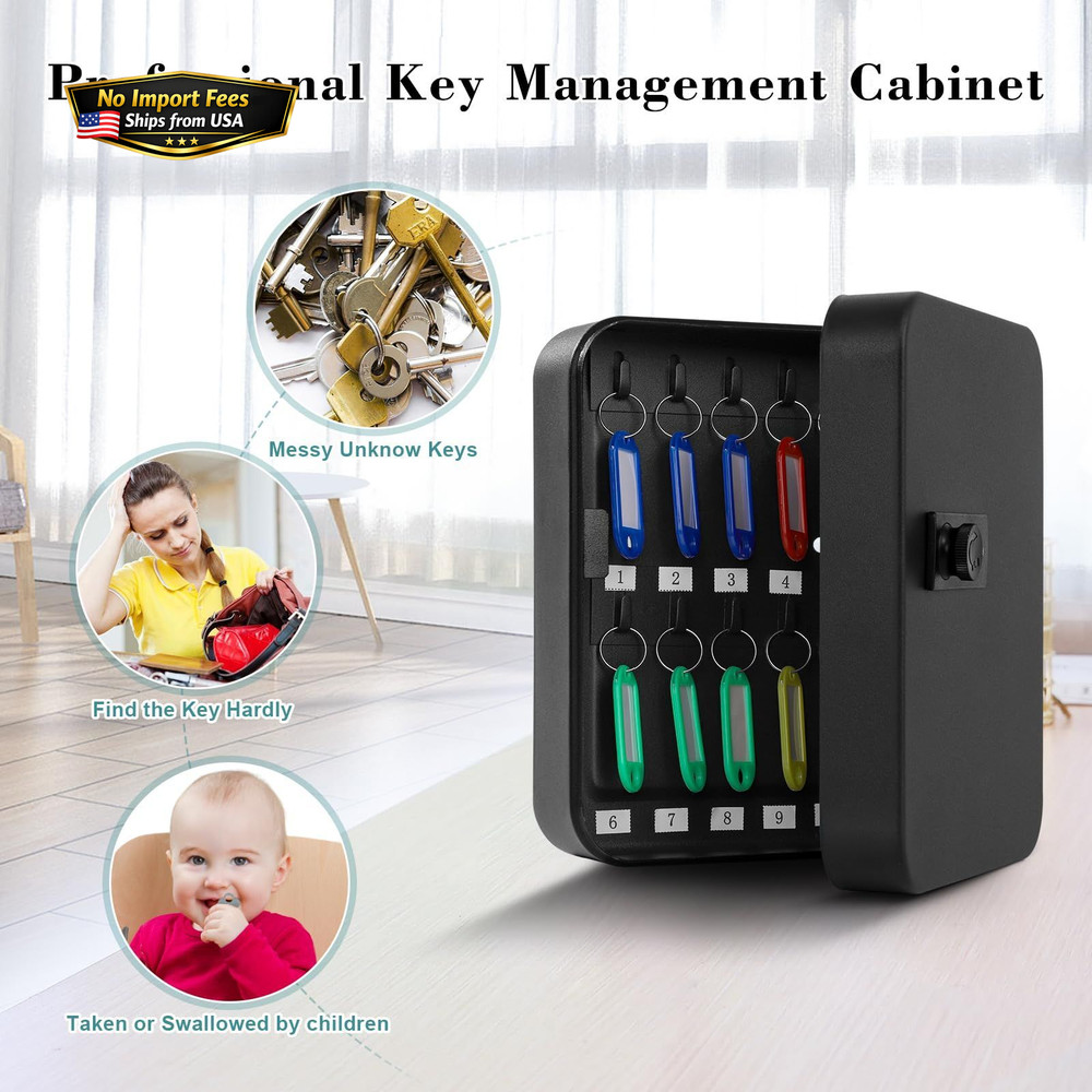 KYODOLED 20 Key Storage Lock Box with 20 Key, Black With Combination