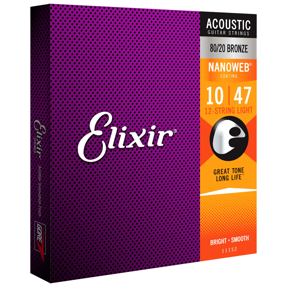 Elixir NANOWEB 80/20 Bronze Acoustic — 12-String 11152 Light .010-.047
