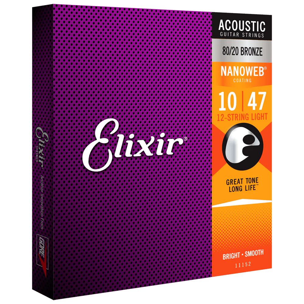 Elixir NANOWEB 80/20 Bronze Acoustic — 12-String 11152 Light .010-.047