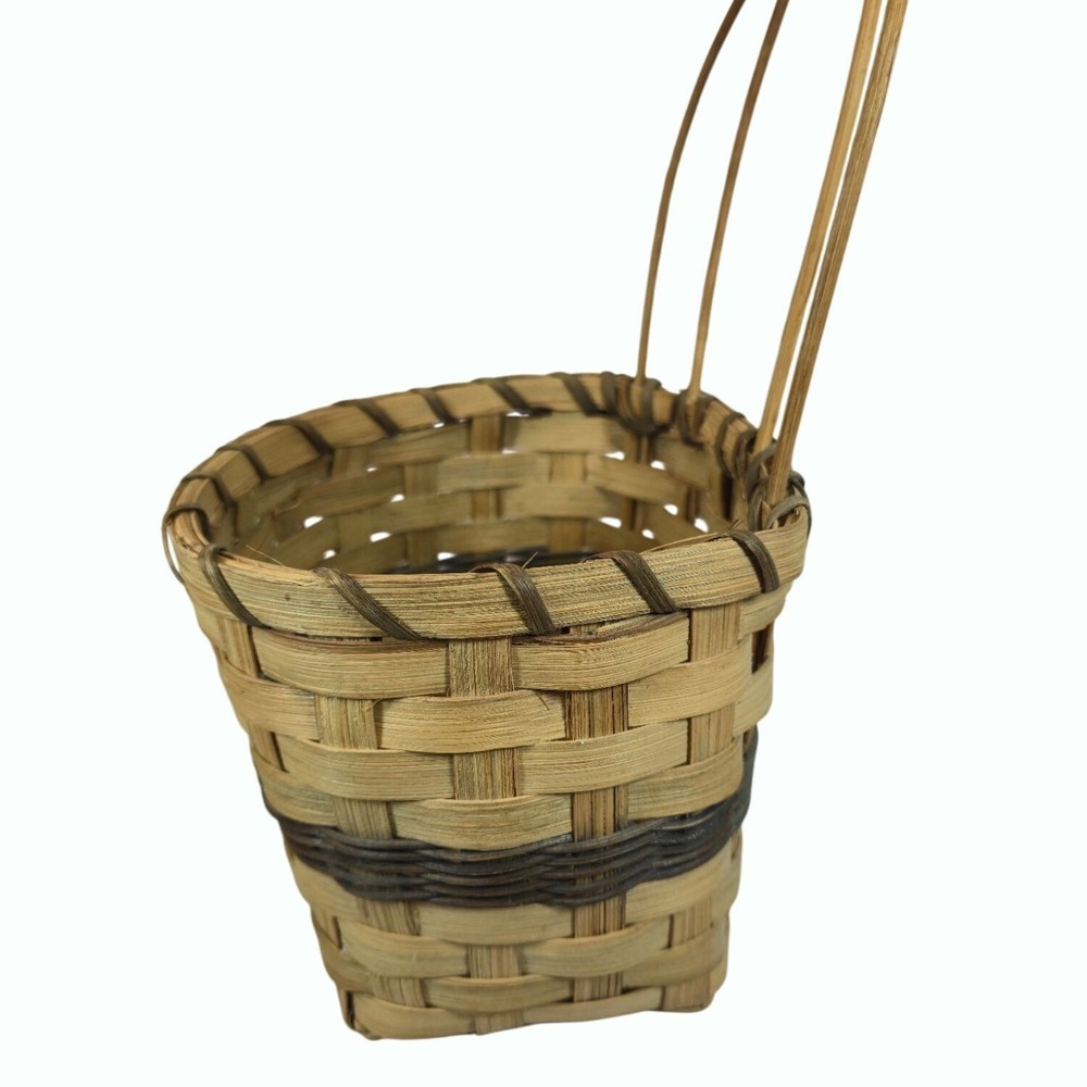 Handcrafted Woven Bow Basket Double Arch Handle Natural Rustic Storage decor