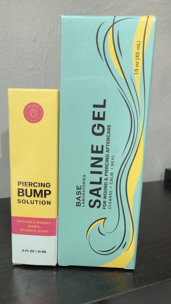 Base Laboratories Piercing Bump Solution & Saline Gel Set, Grape Seed, Tea Tree