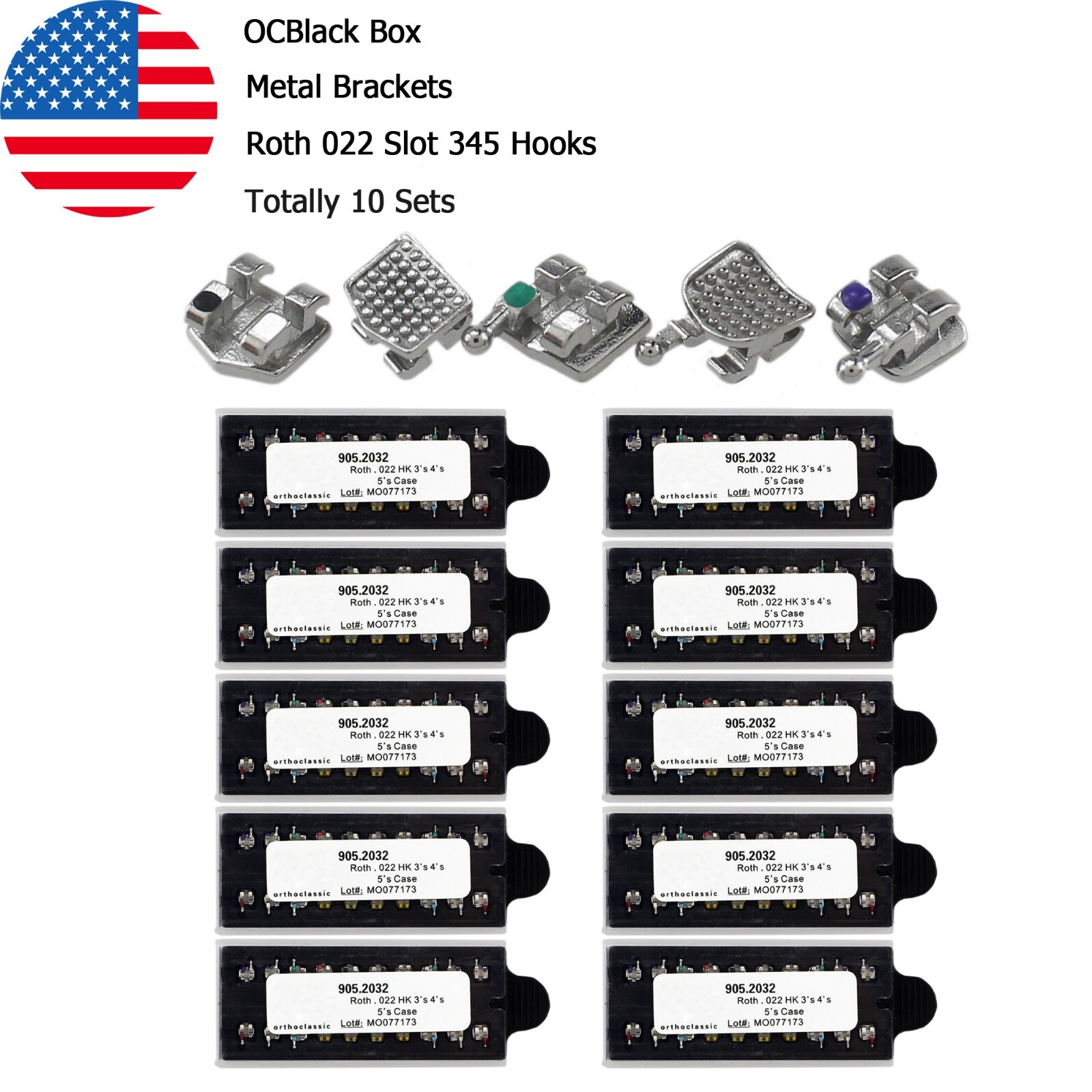 Dental Orthodontic Metal Brackets Braces Mini Roth MBT 018 022 345 Hooks MIM