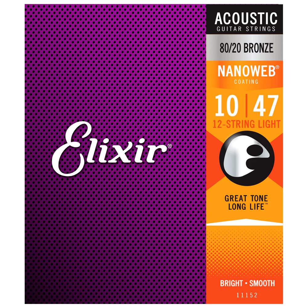 Elixir NANOWEB 80/20 Bronze Acoustic — 12-String 11152 Light .010-.047