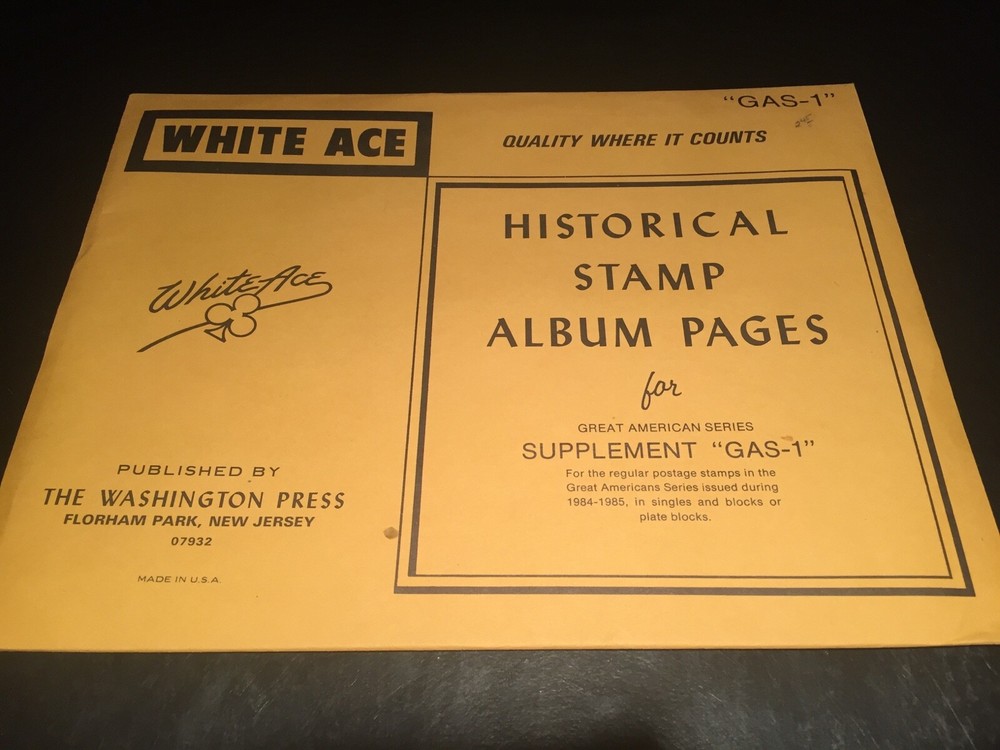 White Ace Stamp Album Supplement Pages -Great American Series Specialized-GAS-1
