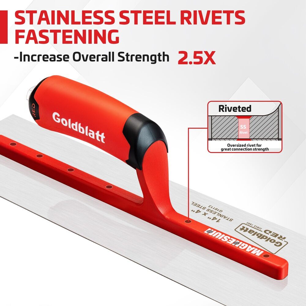 Goldblatt 14"x4" Drywall Trowel Stainless Finishing Masonry Trowel Beveled Blade