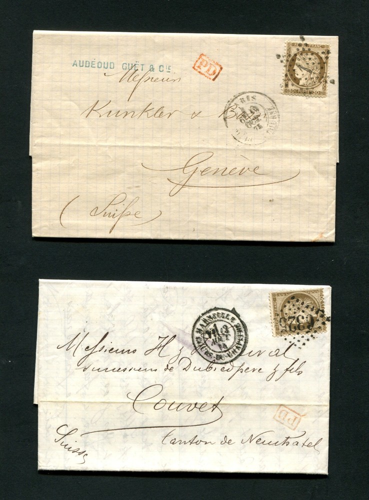 France - Two Foreign Letters 1874, 1875 (#2707)