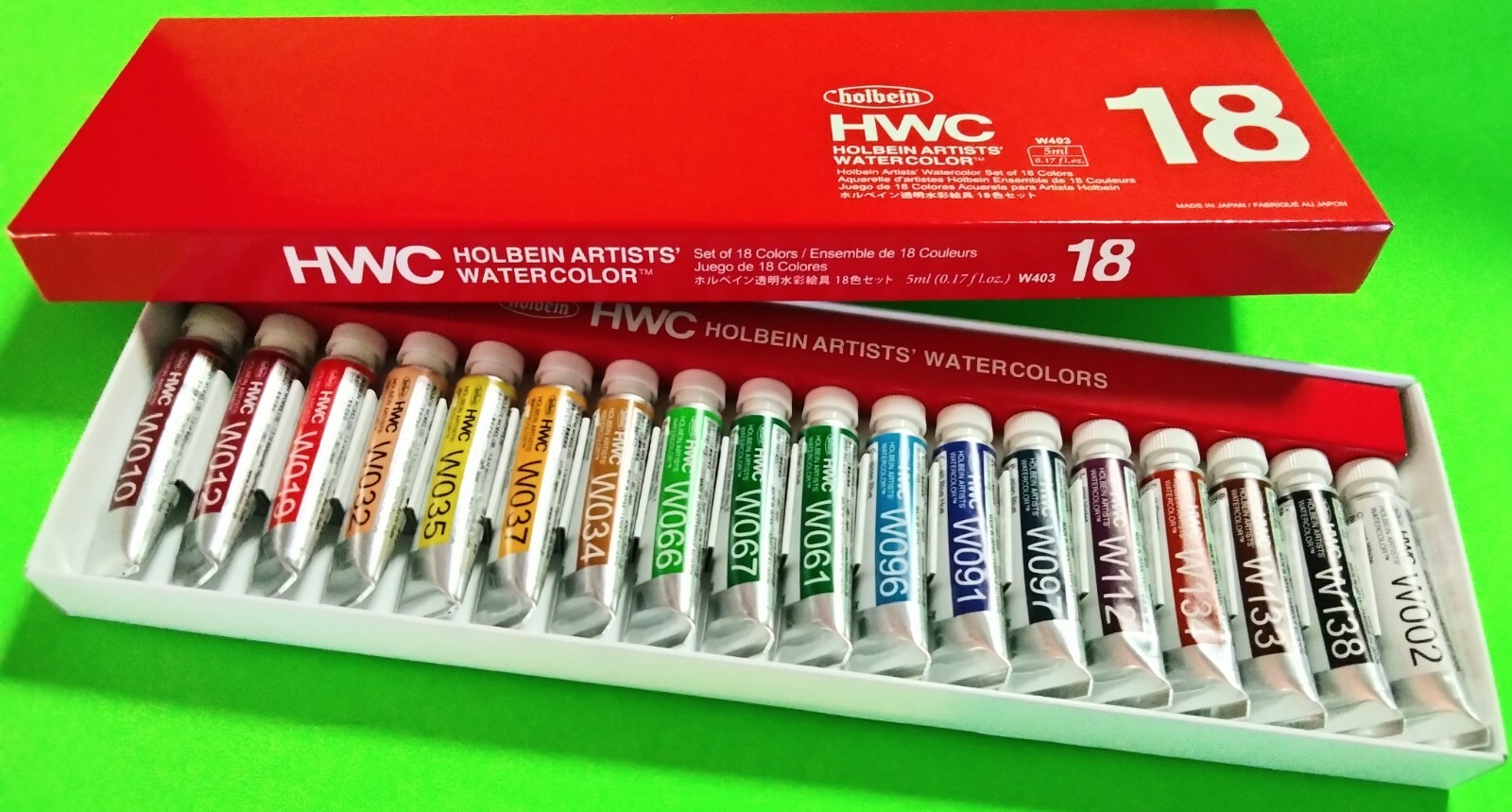 OUR "SHAMROCK" DEALS~18 CT HOLBEIN ARTISTS WATERCOLORS SET~W403 5ml 0.17 fl oz