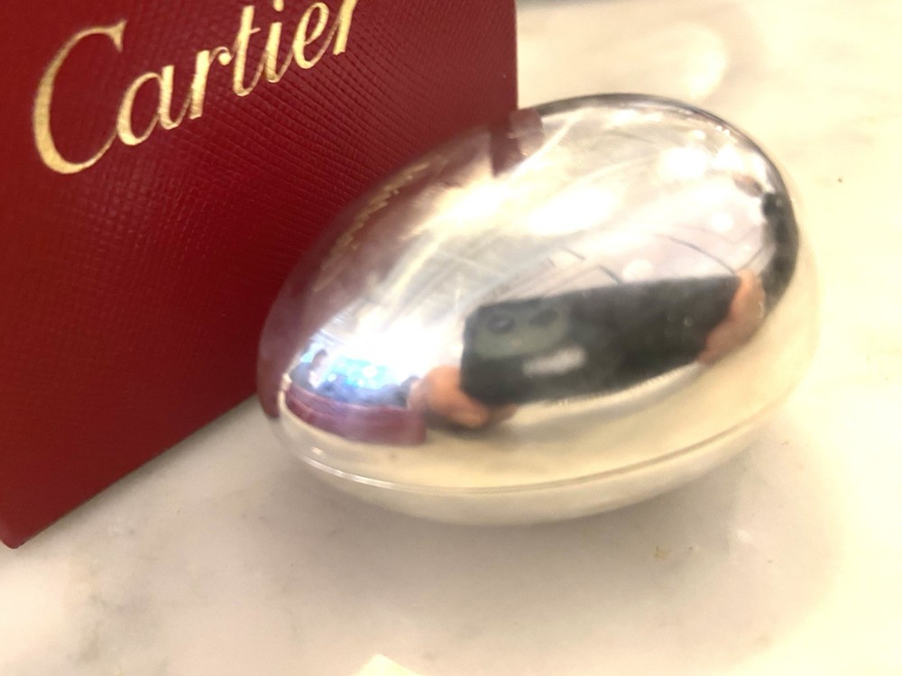 Cartier Sterling Silver Pillbox. Egg Box
