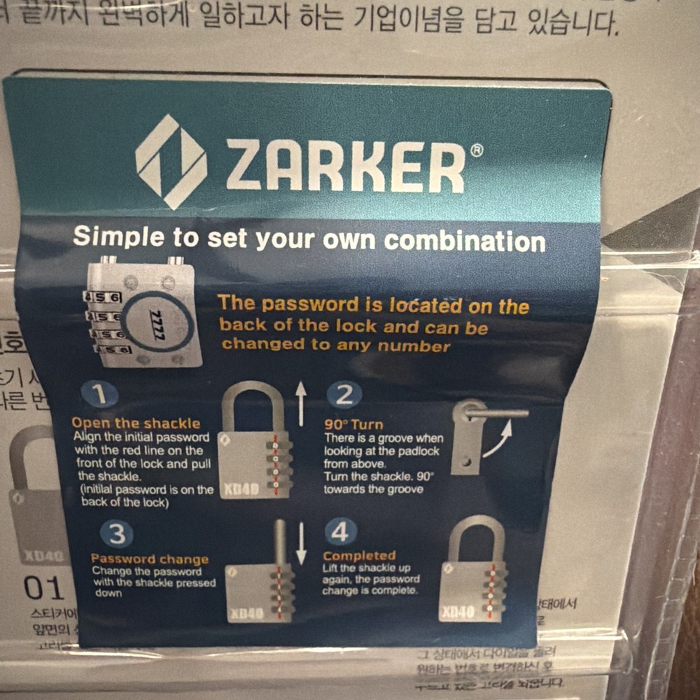 Zarker XD40 4-Digit Combination Lock Emerald 1 Pack New
