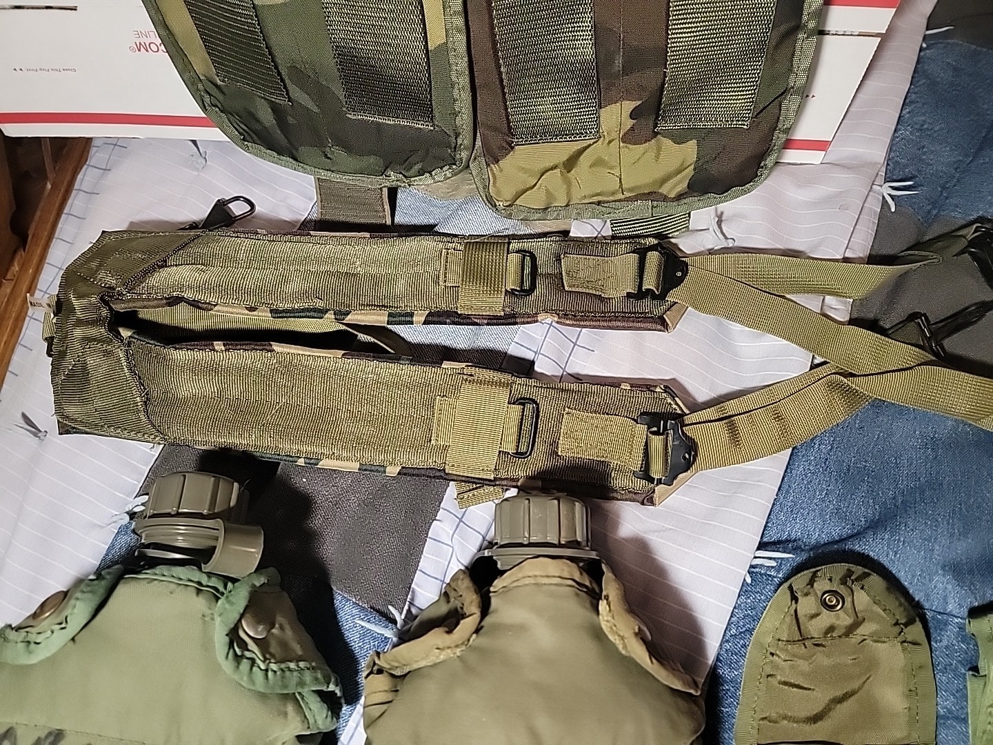 USGI LG Army Web PISTOL BELT & Army Y SUSPENDERS Set LBE ALICE+2 canteen+Pouches
