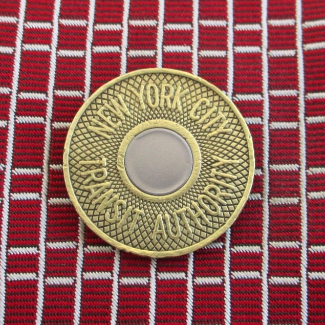 NYC Subway Token Tie Tack / Lapel Pin - Repurposed Vintage New York City Coin
