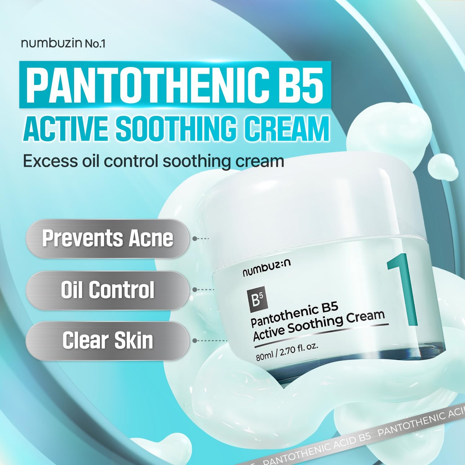 Numbuzin No.1 Pantothenic B5 Active Soothing Cream - Sebum & Trouble Care