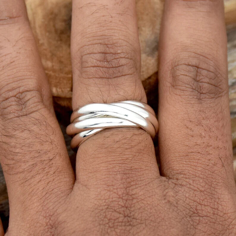 Solid 925 Sterling Silver Band& Statement Meditation Handmade Ring All size-D13