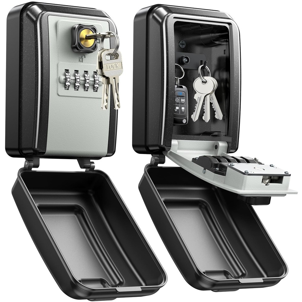 Vewaci Wall-Mounted Lock Box for Keys with Code, 4 Digits Combination Key Loc...