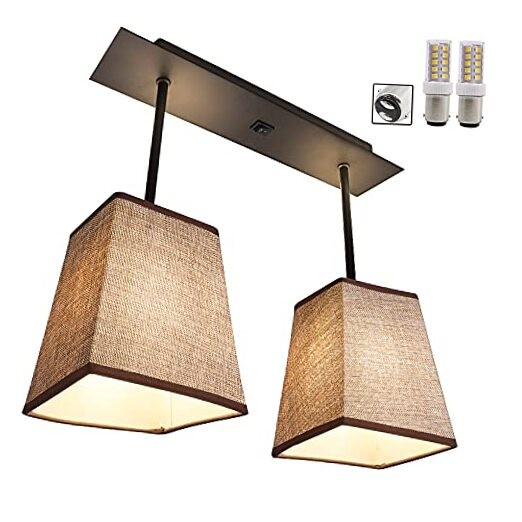 Decorative Fabric RV Light Fixture with On&Off Switch, LED Square Shape
