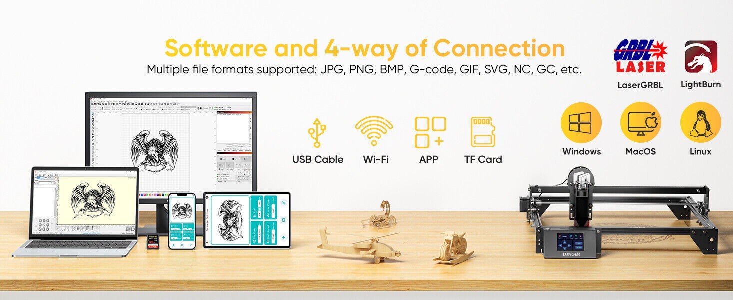60W Laser Engraver 10000mm/min High Precision Laser Engrave Longer Ray5 5W