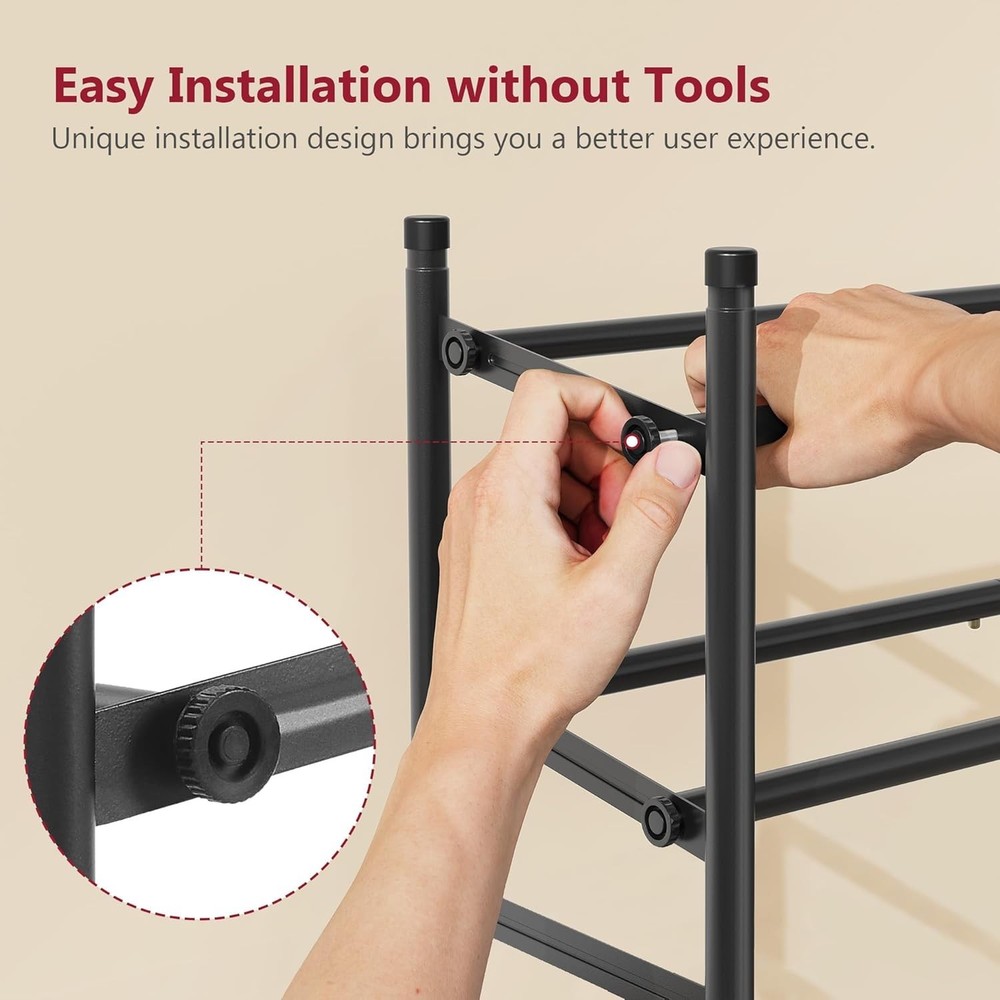 Expandable Shoe Rack Closet 3 Tier 28“-41“Adjustable & Stackable Shoe Shelf