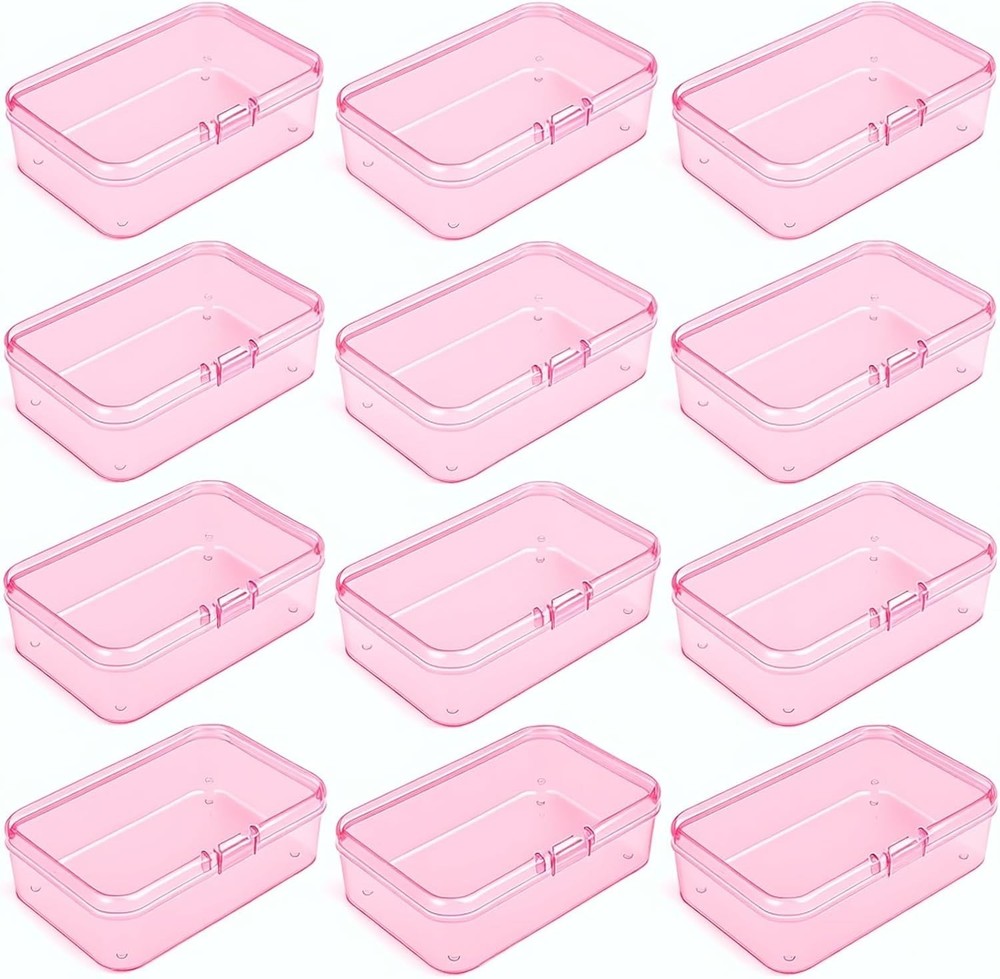 12 Pieces Mini Rectangular Plastic Boxes Empty Storage Organizer Containers w...