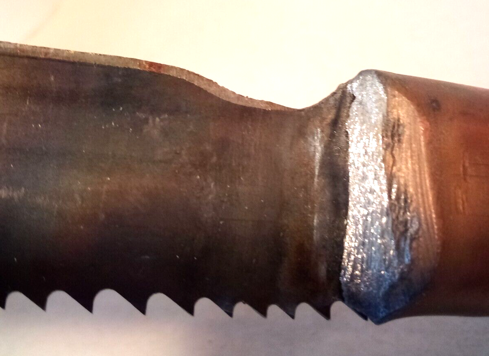 RARE / UNIQUE 9" KNIFE & SHEATH, RAZOR SHARP ON ONE SIDE, JAGGED ON OTHER SIDE
