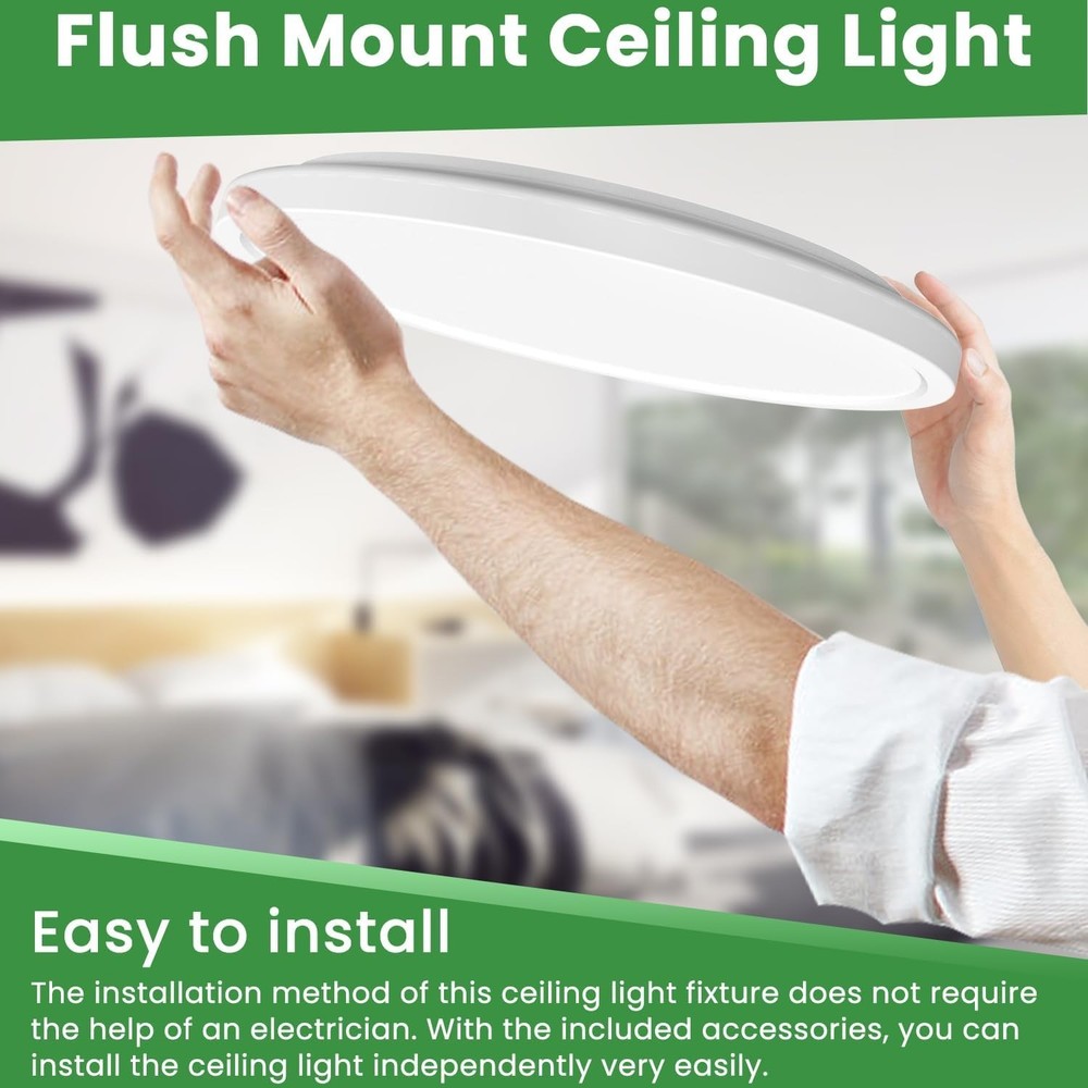 Energy-Efficient 12-Inch LED Ceiling Light - Adjustable Brightness & Color Modes