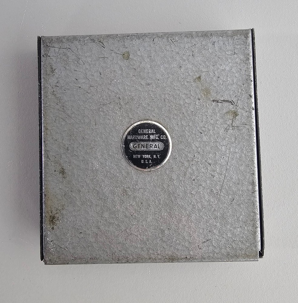 General Hardware Drill Bit Case New York Vintage Tool Solid Metal